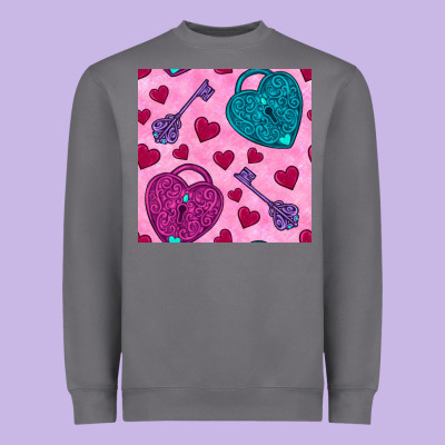 Valentines Day Lock And Key Seamless Pattern Heavyweight Sweatshirt Designed By Bundleandbundleshop