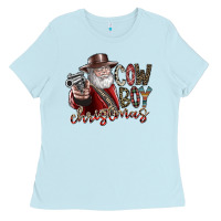 Baby Blue cowboy christmas Ladies Tee - SublimationCraftShop