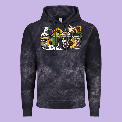 Cowhide Coffee Cups Vintage Hoodie Designed By Howdyjamesfarm