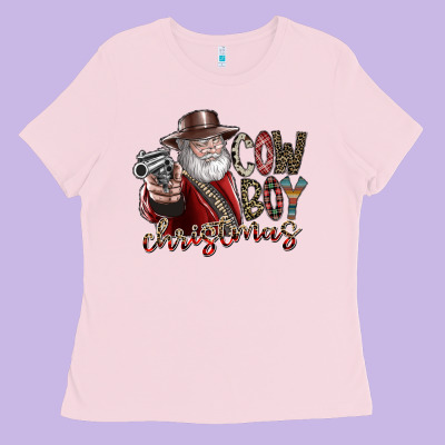 Cowboy Christmas Ladies Tee Designed By Sublimationcraftshop