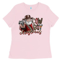 Bubblegum Pink cowboy christmas Ladies Tee - SublimationCraftShop