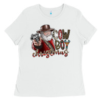 White cowboy christmas Ladies Tee - SublimationCraftShop