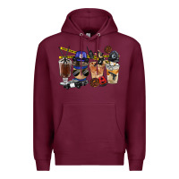 Burgundy Police Coffee Cups Premium Hoodie - FaDigitalArtStudio
