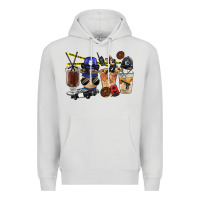 Dove Grey Police Coffee Cups Premium Hoodie - FaDigitalArtStudio