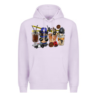 Lilac Police Coffee Cups Premium Hoodie - FaDigitalArtStudio