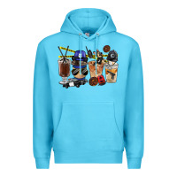 Ocean Blue Police Coffee Cups Premium Hoodie - FaDigitalArtStudio