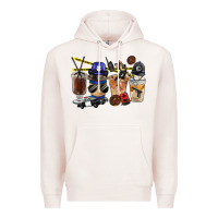 Pale Pink Police Coffee Cups Premium Hoodie - FaDigitalArtStudio