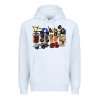 White Police Coffee Cups Premium Hoodie - FaDigitalArtStudio
