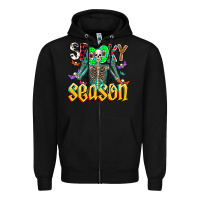 Black Spooky Season Zipper Hoodie - CowhideDigitalArt