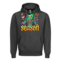 Charcoal Heather Spooky Season Zipper Hoodie - CowhideDigitalArt