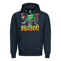 Navy Spooky Season Zipper Hoodie - CowhideDigitalArt