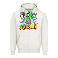 Oatmeal Heather Spooky Season Zipper Hoodie - CowhideDigitalArt