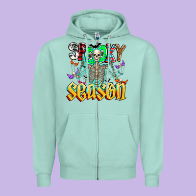 Spooky Season Zipper Hoodie Designed By Cowhidedigitalart
