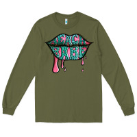 Army Green beach babe leopard lips Long Sleeve Tee - Jasminsmagicworld