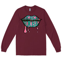 Burgundy beach babe leopard lips Long Sleeve Tee - Jasminsmagicworld