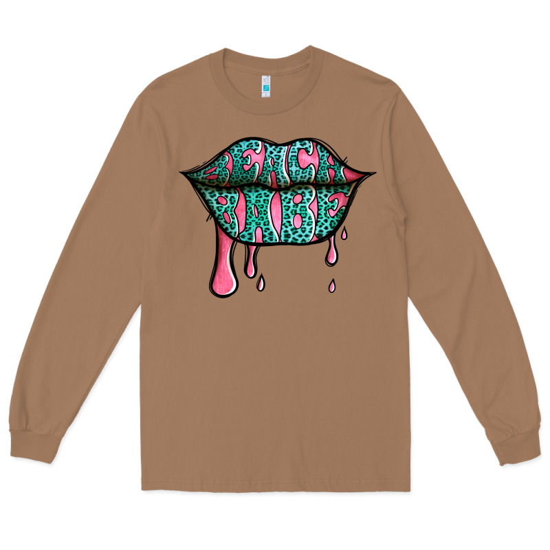 Beach Babe Leopard Lips Long Sleeve Tee by Jasminsmagicworld | Teevron