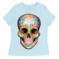 Baby Blue Mexican Skull Ladies Tee - Artiststas