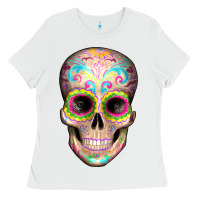 White Mexican Skull Ladies Tee - Artiststas
