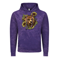Cloud Purple Bear head sunflower Vintage Hoodie - HowdyJamesFarm