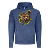 Vintage Denim Bear head sunflower Vintage Hoodie - HowdyJamesFarm