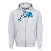 Heather Grey dolphin dwe Zipper Hoodie - CowhideDigitalArt