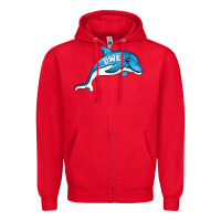 Red dolphin dwe Zipper Hoodie - CowhideDigitalArt