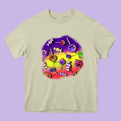 Halloween Candy  Patches Heavy Core Tee Designed By Bundleandbundleshop