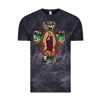Cloud Black Our Lady Of Guadalupe Cross Vintage Tee - RanaPortraitStore