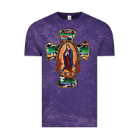 Cloud Purple Our Lady Of Guadalupe Cross Vintage Tee - RanaPortraitStore