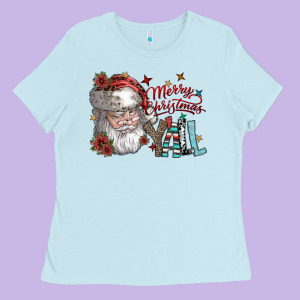 Merry Christmas Yall Ladies Tee Designed By Sublimationcraftshop
