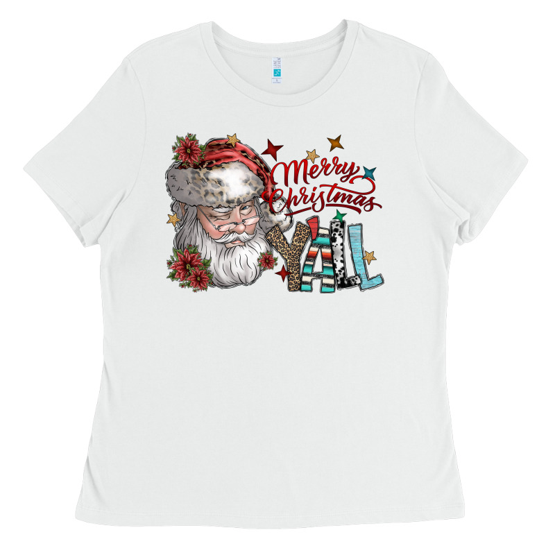 Merry Christmas Yall Ladies Tee by SublimationCraftShop | Teevron