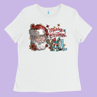 Merry Christmas Yall Ladies Tee Designed By Sublimationcraftshop