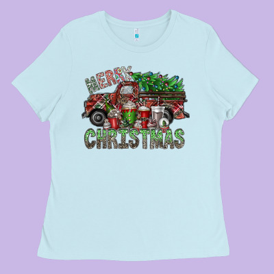 Merry Christmas Ladies Tee Designed By Sublimationcraftshop