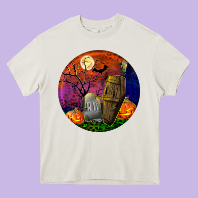 Halloween Round Heavy Core Tee Designed By Bundleandbundleshop