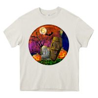 Cream halloween round Heavy Core Tee - BundleAndBundleShop