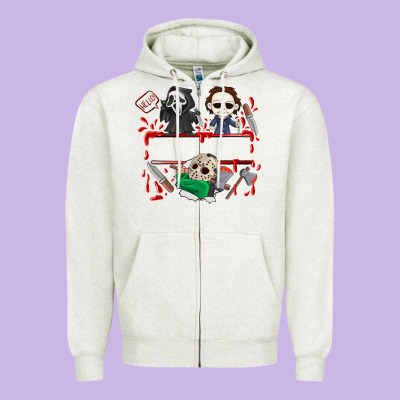 Halloween Zipper Hoodie Designed By Cowhidedigitalart