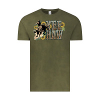 Vintage Olive Yee haw Cowboy western Vintage Tee - HowdyJamesFarm