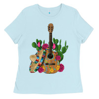,mexican Sombrero Guitar Rose Cactus Ladies Tee | Teevron