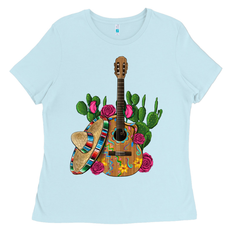 ,mexican Sombrero Guitar Rose Cactus Ladies Tee by Artiststas | Teevron