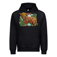 Black western cactus highland cow Urban Hoodie - BarkalooDesign