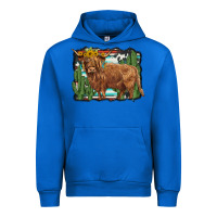 Cobalt western cactus highland cow Urban Hoodie - BarkalooDesign