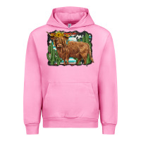 Fuchsia Pink western cactus highland cow Urban Hoodie - BarkalooDesign