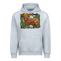 Heather Grey western cactus highland cow Urban Hoodie - BarkalooDesign