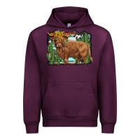 Mauve Wine western cactus highland cow Urban Hoodie - BarkalooDesign
