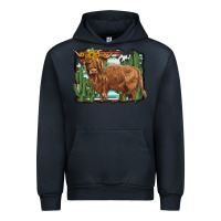 Western Cactus Highland Cow Urban Hoodie | Teevron