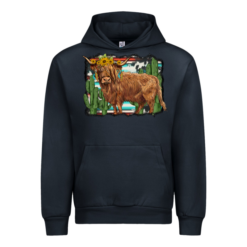Western Cactus Highland Cow Urban Hoodie by BarkalooDesign | Teevron