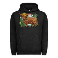 Pigment Black western cactus highland cow Urban Hoodie - BarkalooDesign