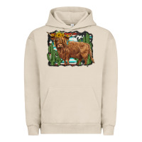 Pigment French Oak western cactus highland cow Urban Hoodie - BarkalooDesign