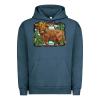 Pigment Midnight Navy western cactus highland cow Urban Hoodie - BarkalooDesign