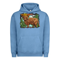 Pigment Pebble Blue western cactus highland cow Urban Hoodie - BarkalooDesign